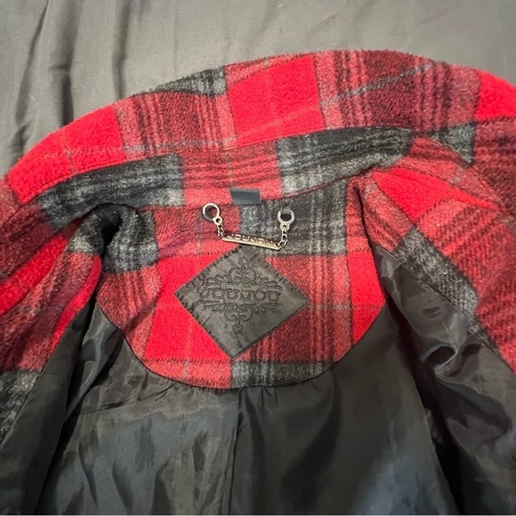 Red Plaid Joujou Lightweight Wool Blend Lined Jacket Womens Size Medium - Picture 6 of 10